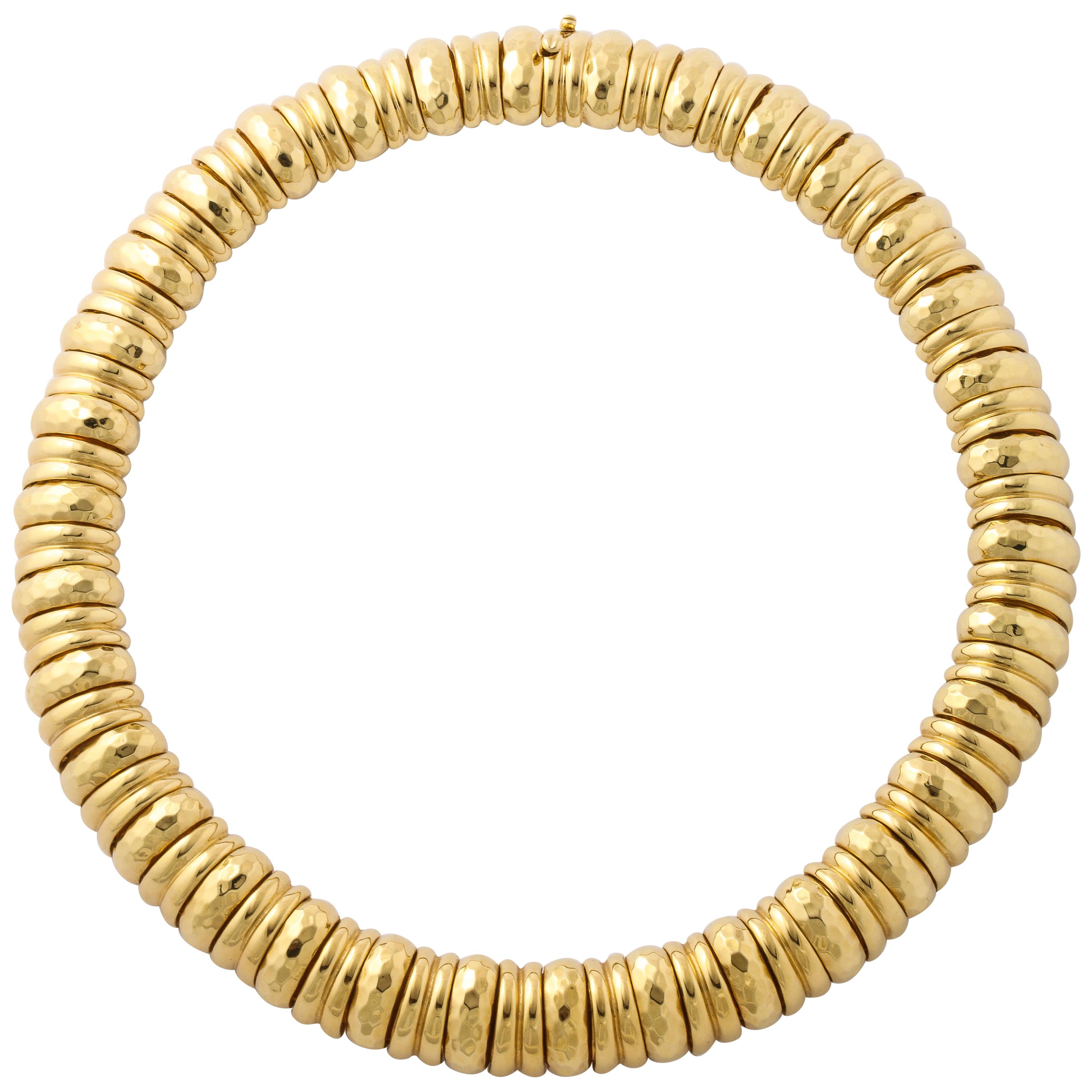 Henry Dunay Hammered Yellow Gold Collar Necklace