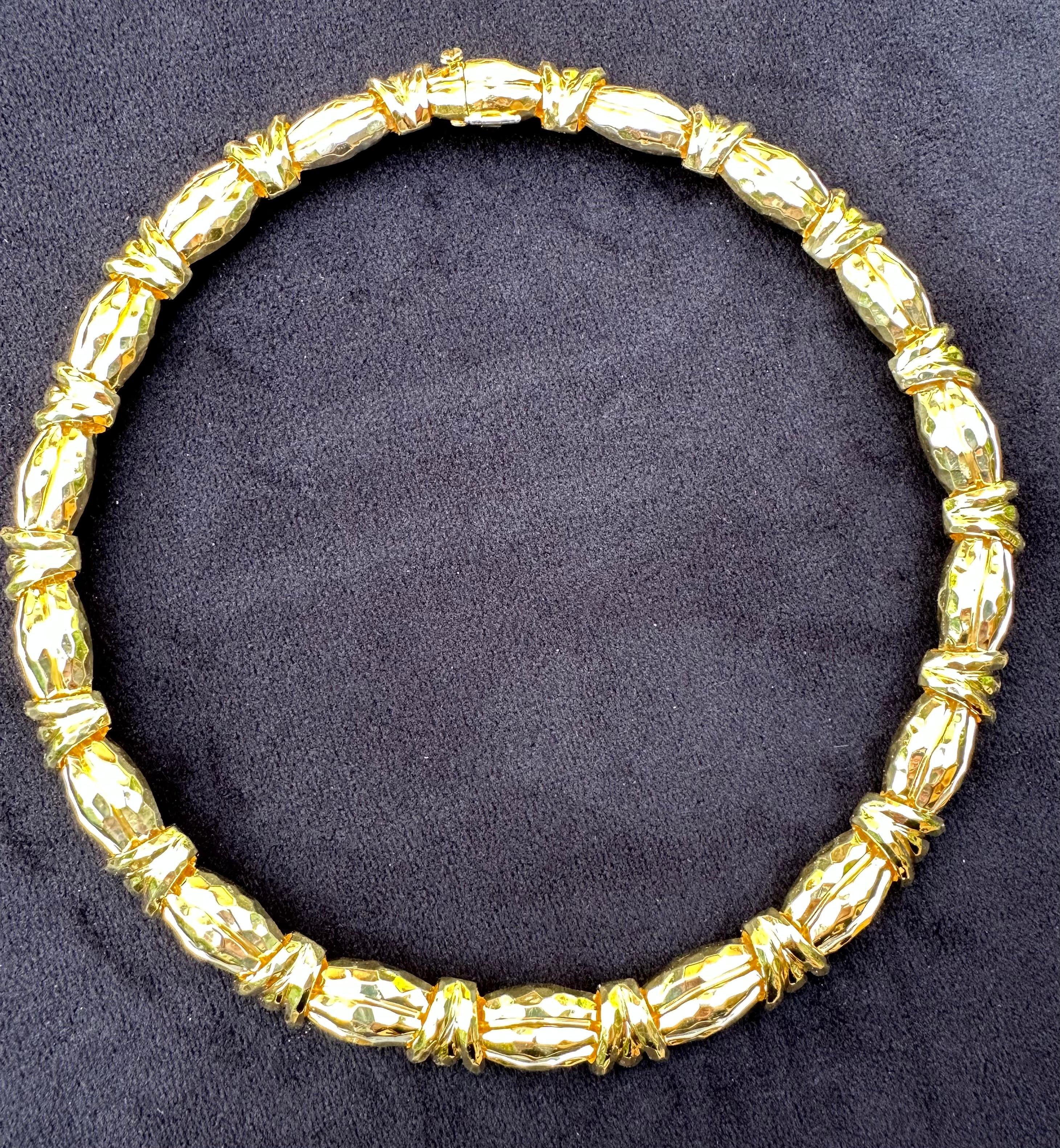 Henry Dunay Hefty 4.56 Troy Ounces Visually Artistic 18K Yellow Gold Necklace In Good Condition For Sale In Tustin, CA