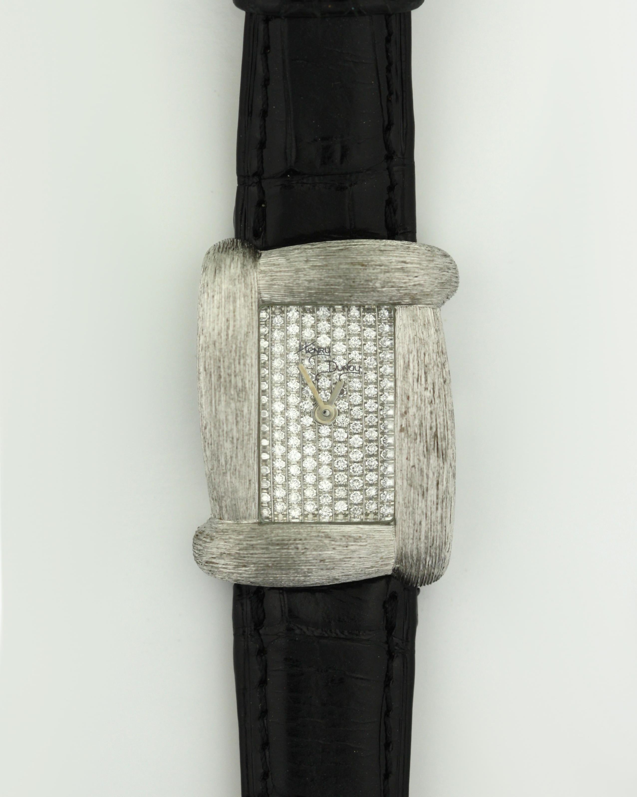 Women's or Men's Henry Dunay Ladies’ 18K White Gold Diamond-Set Wristwatch For Sale