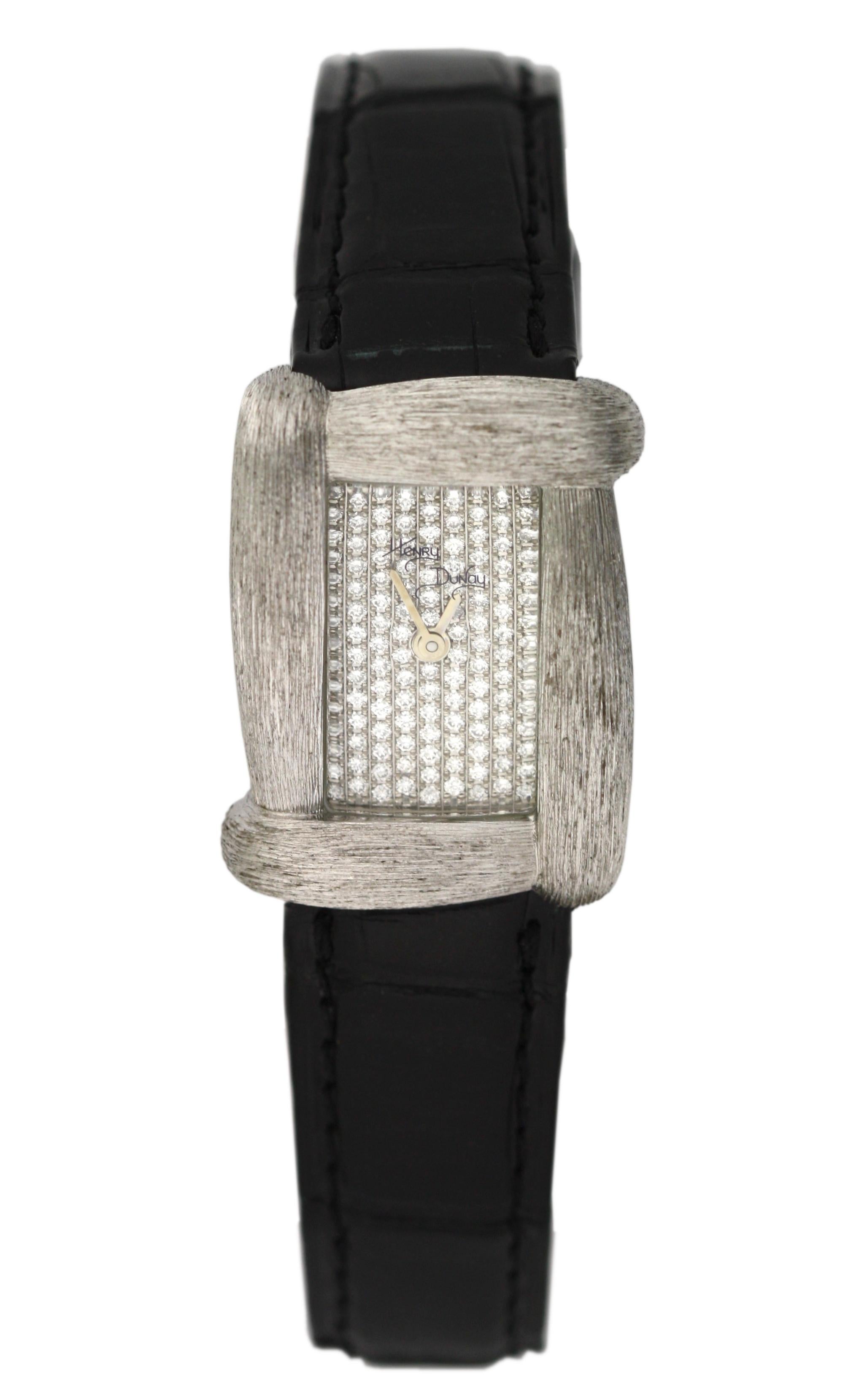 Henry Dunay Ladies’ 18K White Gold Diamond-Set Wristwatch For Sale 1