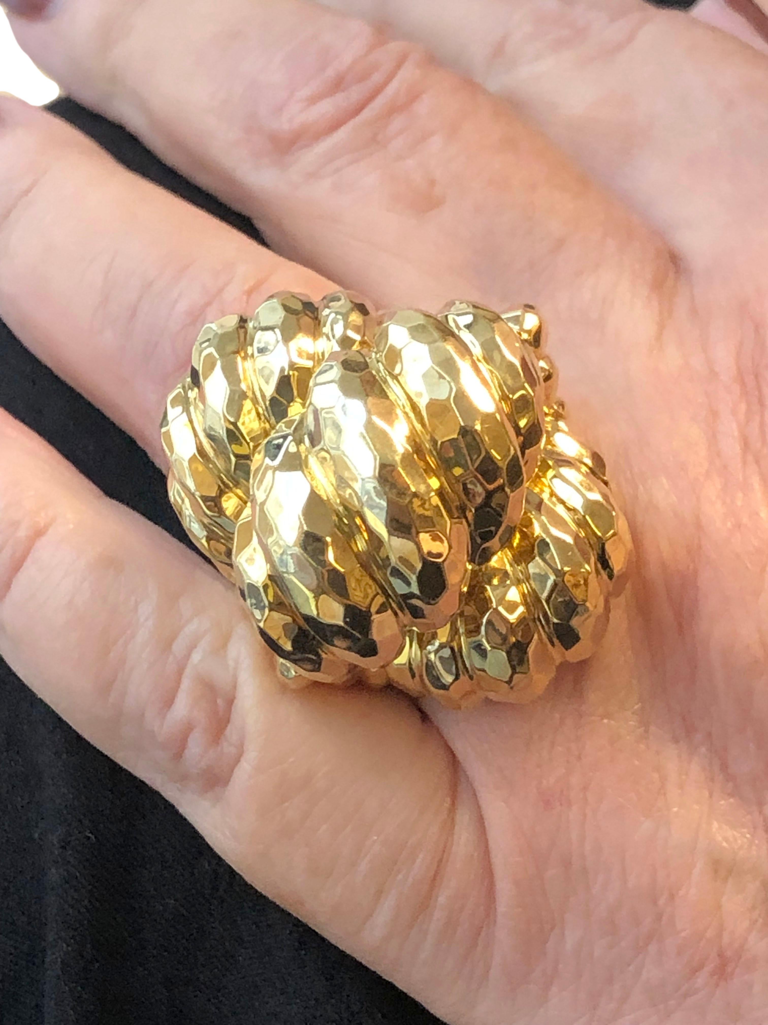 Henry Dunay Large and impressive Hammered Yellow Gold Ring 3