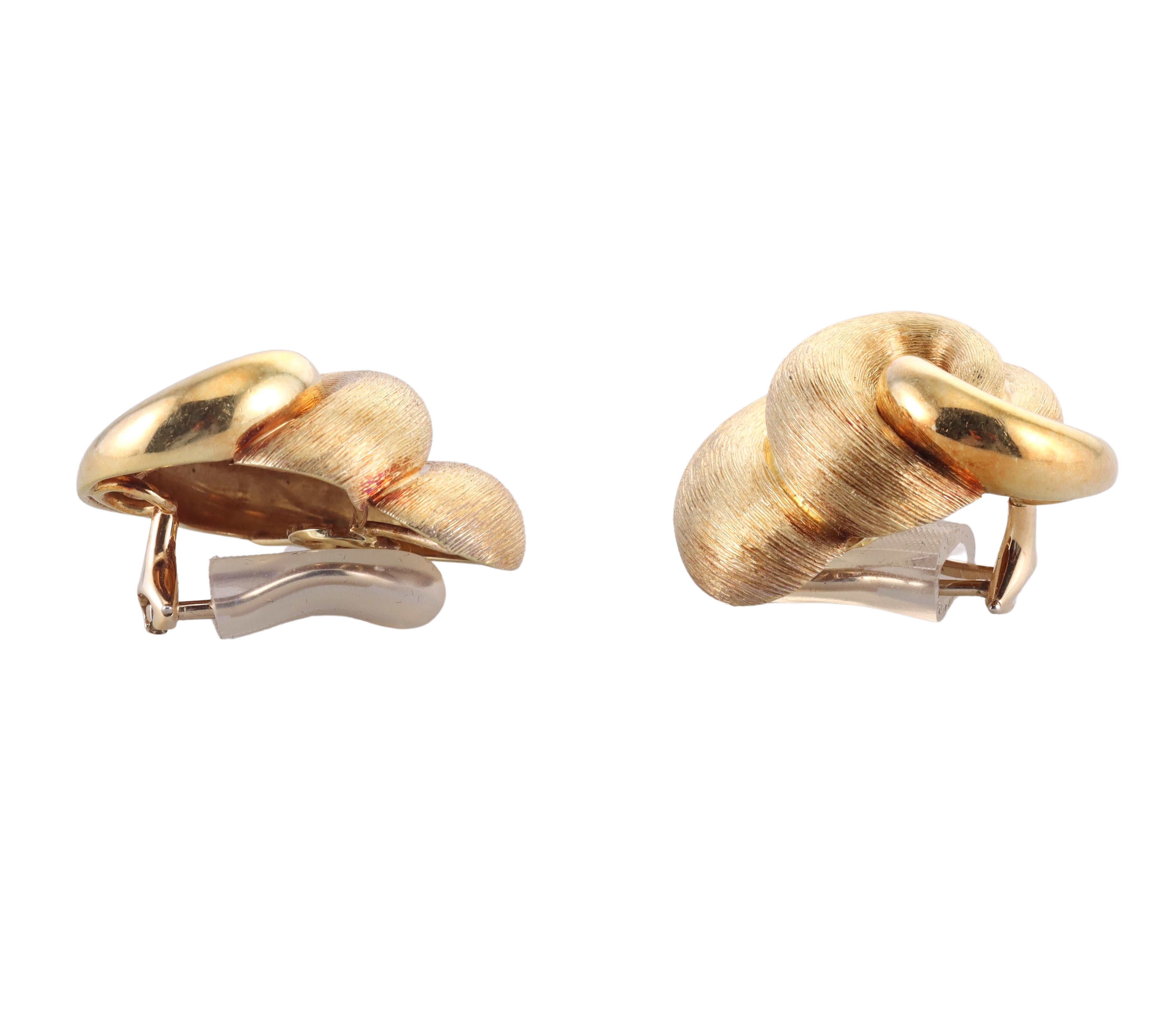 Henry Dunay Large Brushed Gold Earrings For Sale 1