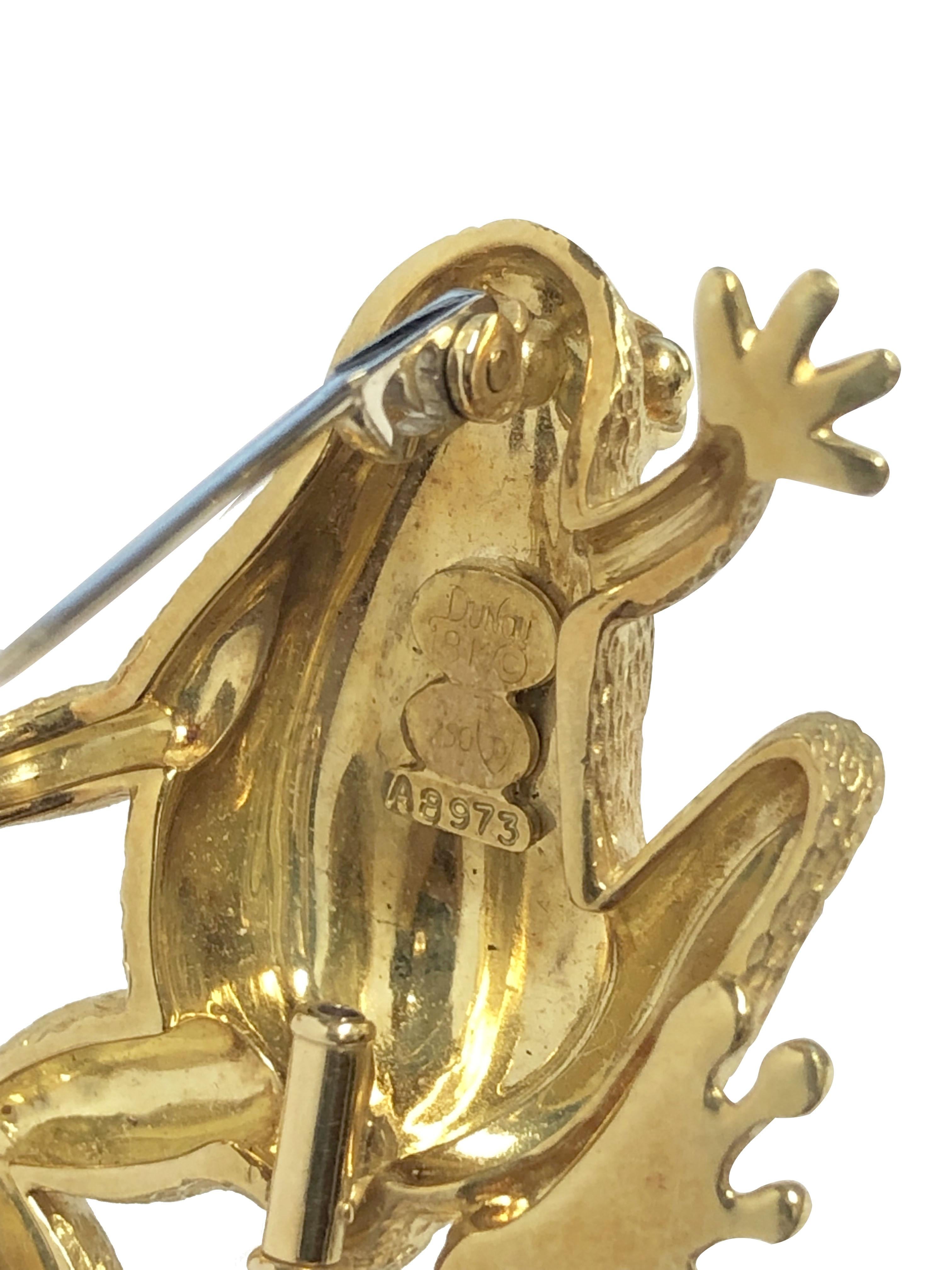 Henry Dunay Large Yellow Gold Frog Brooch For Sale 1