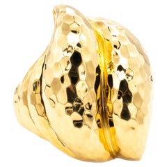 Vintage Henry Dunay New York 1990 Faceted Cocktail Ring In Solid 18Kt Yellow Gold