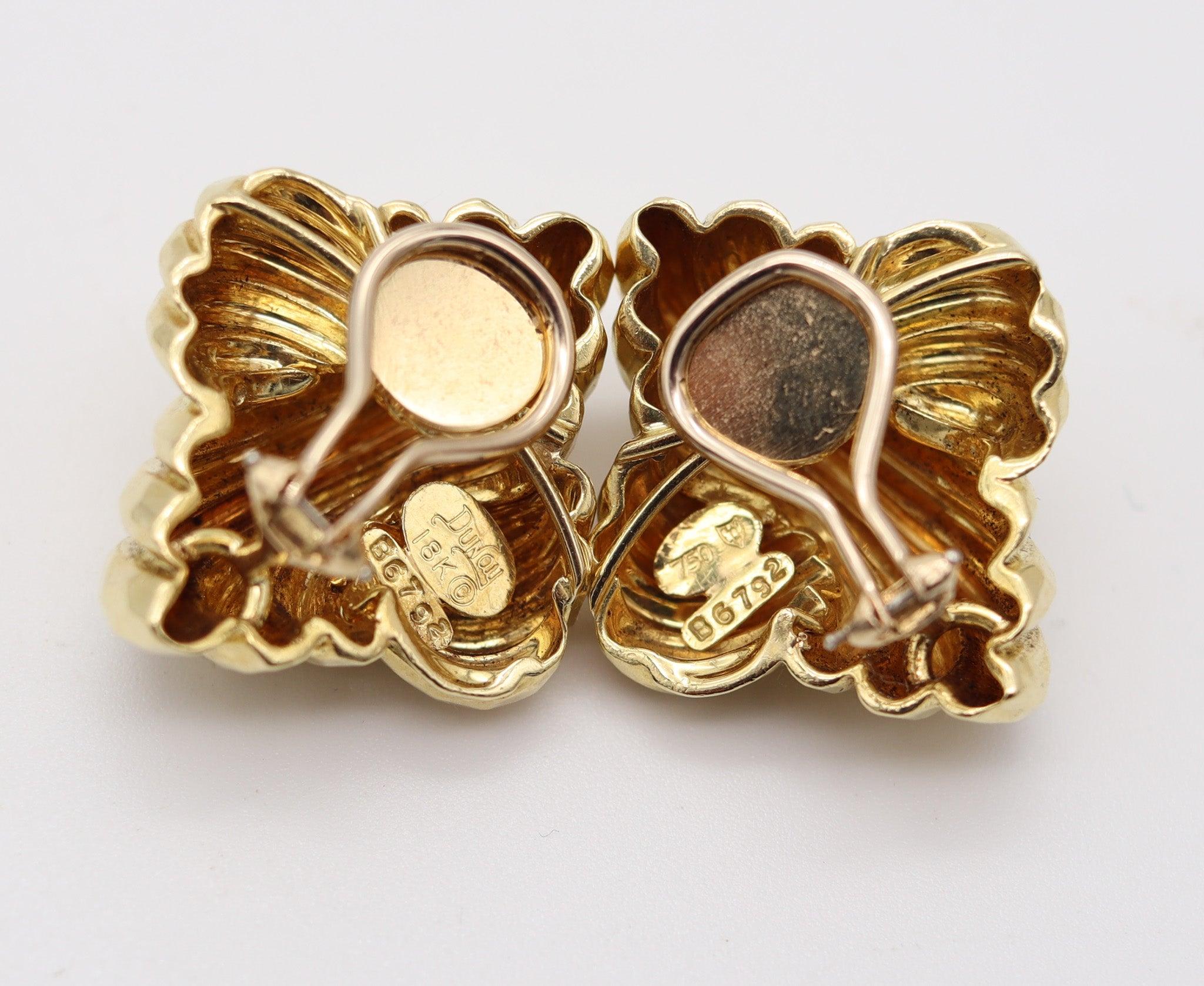 HENRY Dunay New York Boucles d'oreilles Clips-On en or jaune 18Kt massif et facetté Pour femmes en vente