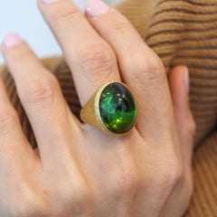 HENRY DUNAY New York Cocktail Ring In Solid 18Kt Yellow Gold And Tourmaline