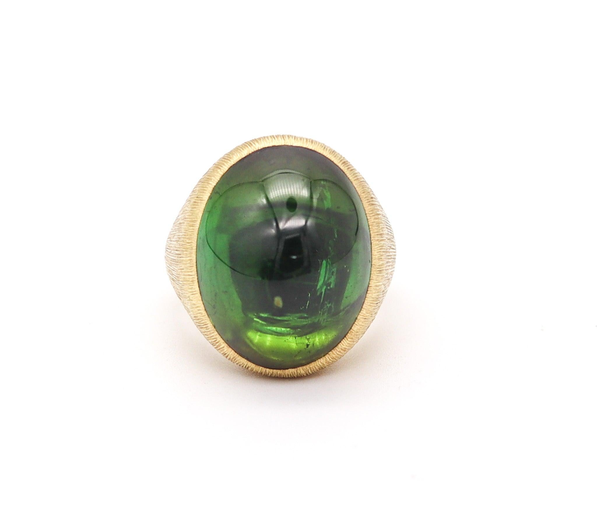 Modernist HENRY DUNAY New York Cocktail Ring In Solid 18Kt Yellow Gold And Tourmaline