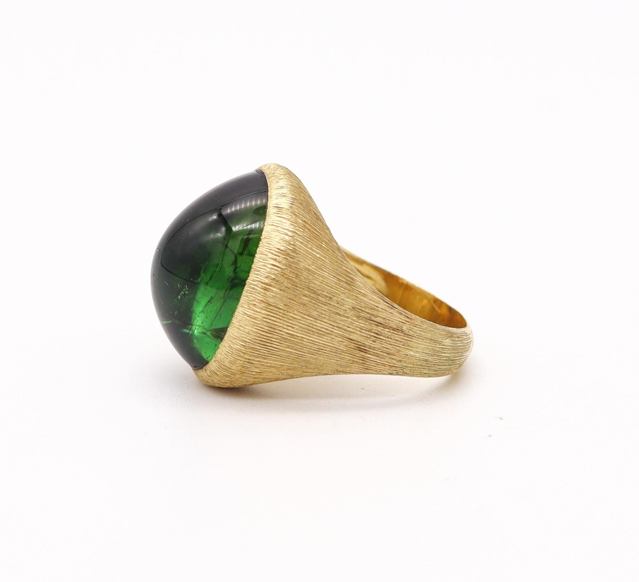 Cabochon HENRY DUNAY New York Cocktail Ring In Solid 18Kt Yellow Gold And Tourmaline