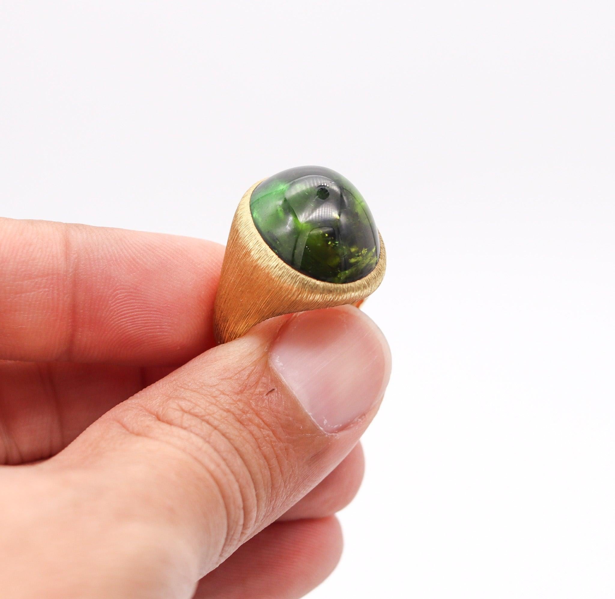Women's or Men's HENRY DUNAY New York Cocktail Ring In Solid 18Kt Yellow Gold And Tourmaline
