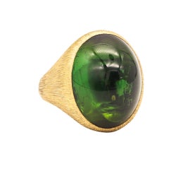HENRY DUNAY New York Cocktail Ring In Solid 18Kt Yellow Gold And Tourmaline