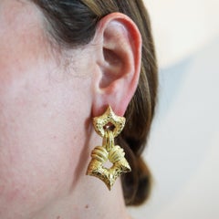 HENRY DUNAY New York Door Knockers Drop Earrings In Solid 18Kt Yellow Gold