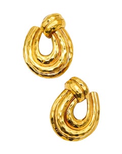 HENRY DUNAY New York Créoles à facettes en or jaune massif 18 carats