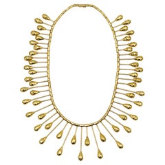 Retro Henry Dunay New York Fringe Festoon Necklace In Faceted 18Kt Yellow Gold