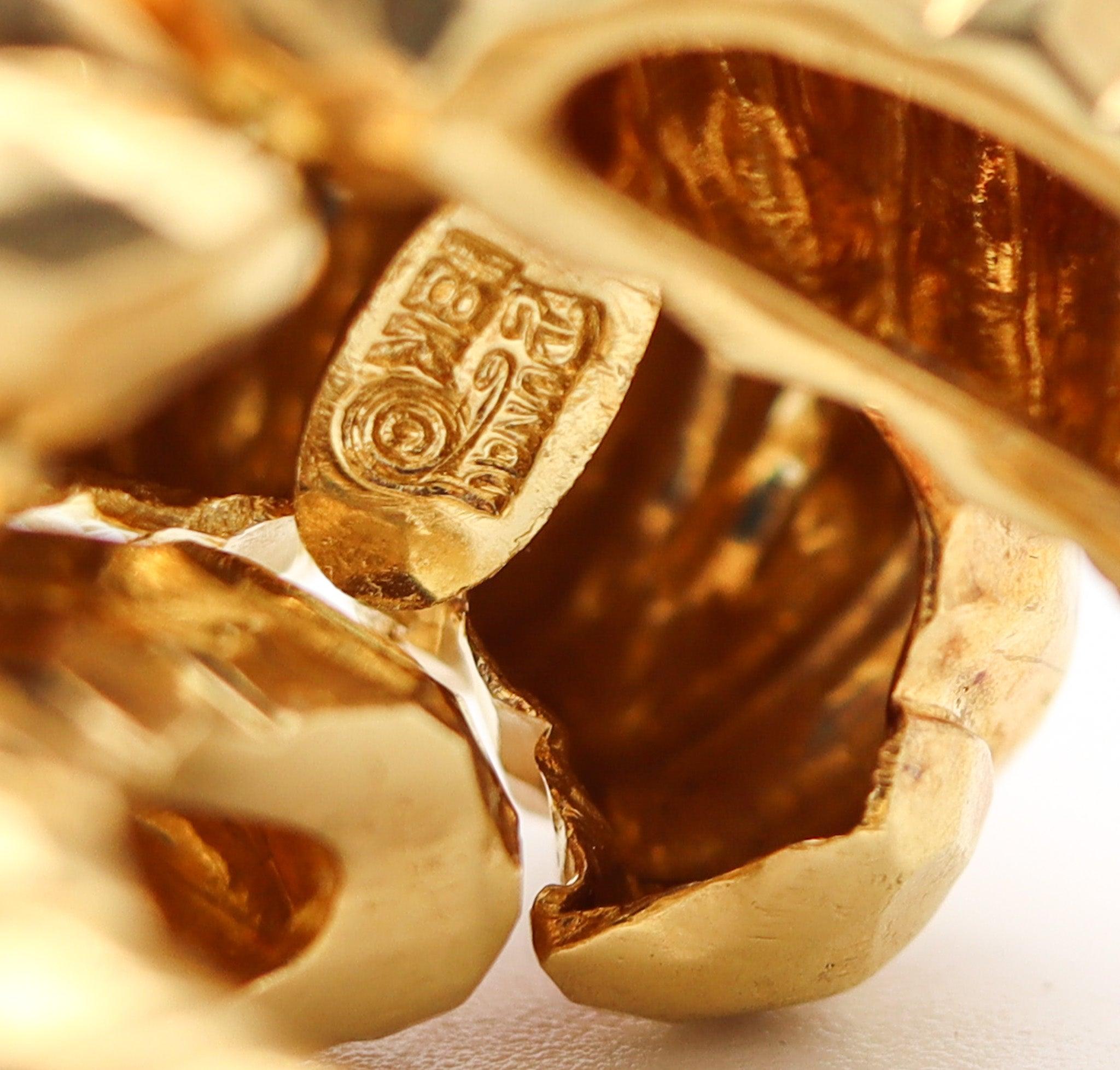 HENRY DUNAY Nueva York Anillo de cóctel macizo de oro amarillo de 18 quilates facetado en venta 1