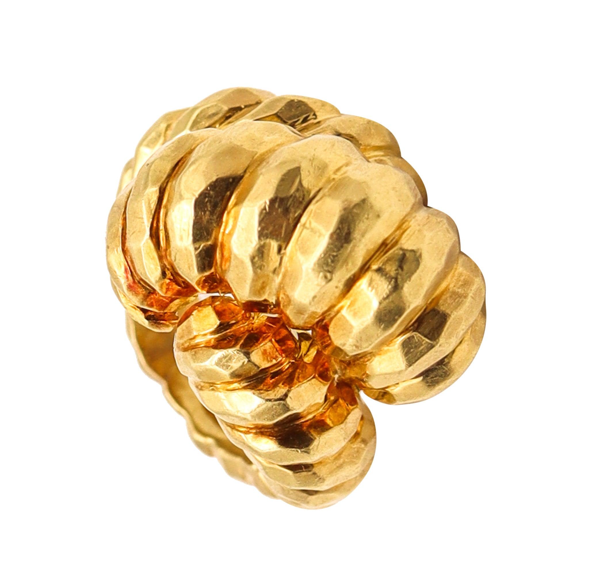 HENRY DUNAY Nueva York Anillo de cóctel macizo de oro amarillo de 18 quilates facetado en venta