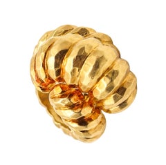 HENRY DUNAY Nueva York Anillo de cóctel macizo de oro amarillo de 18 quilates facetado