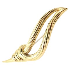 Henry Dunay Olympic Torch Yellow Gold Pin Brooch