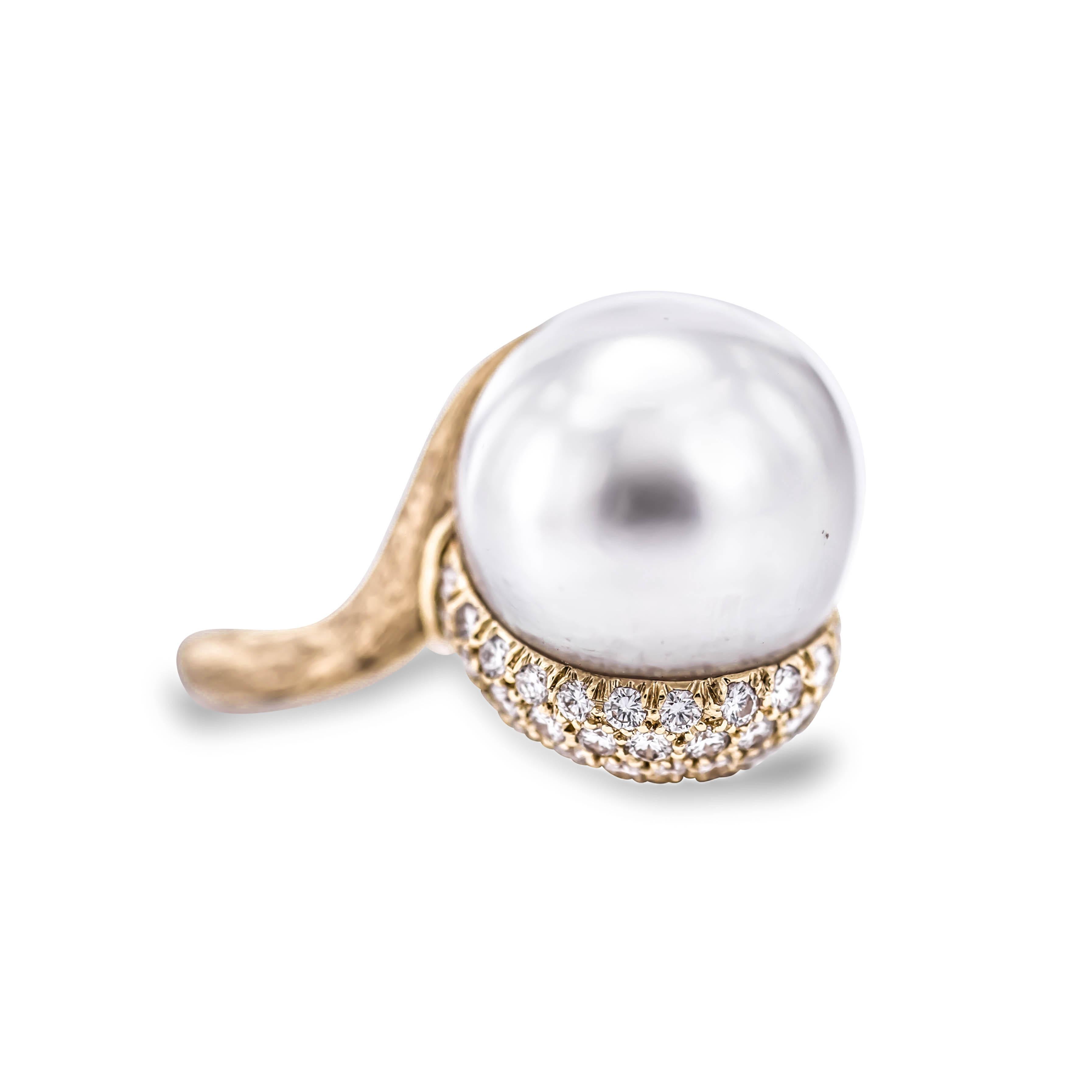 Henry Dunay Bague Sabi en perles et diamants Bon état - En vente à Dallas, TX