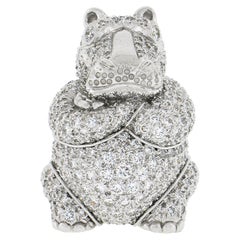 Henry Dunay Platinum 2ctw Pave Diamond Hippopotamus w/ Crossed Arms Pin Brooch