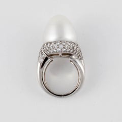 Henry Dunay Platinum Baroque Pearl and Diamond Ring