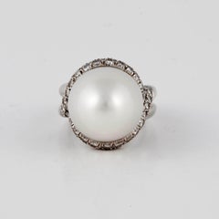 Henry Dunay Platinum Baroque Pearl and Diamond Ring
