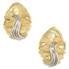 Vintage Henry Dunay Platinum Yellow Gold Swirl Earrings