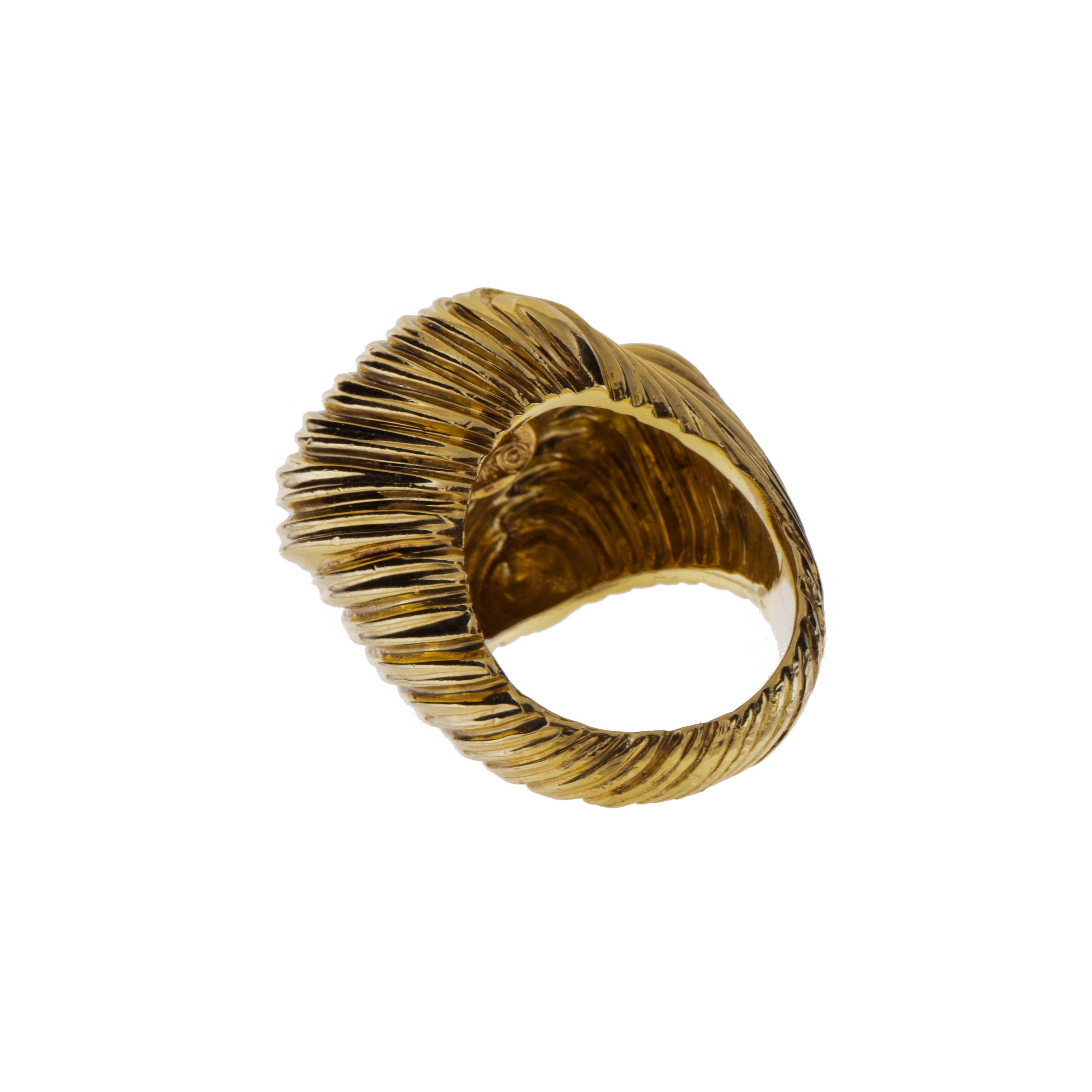 Contemporary Henry Dunay Ribbed Dome 18K Gold Ring