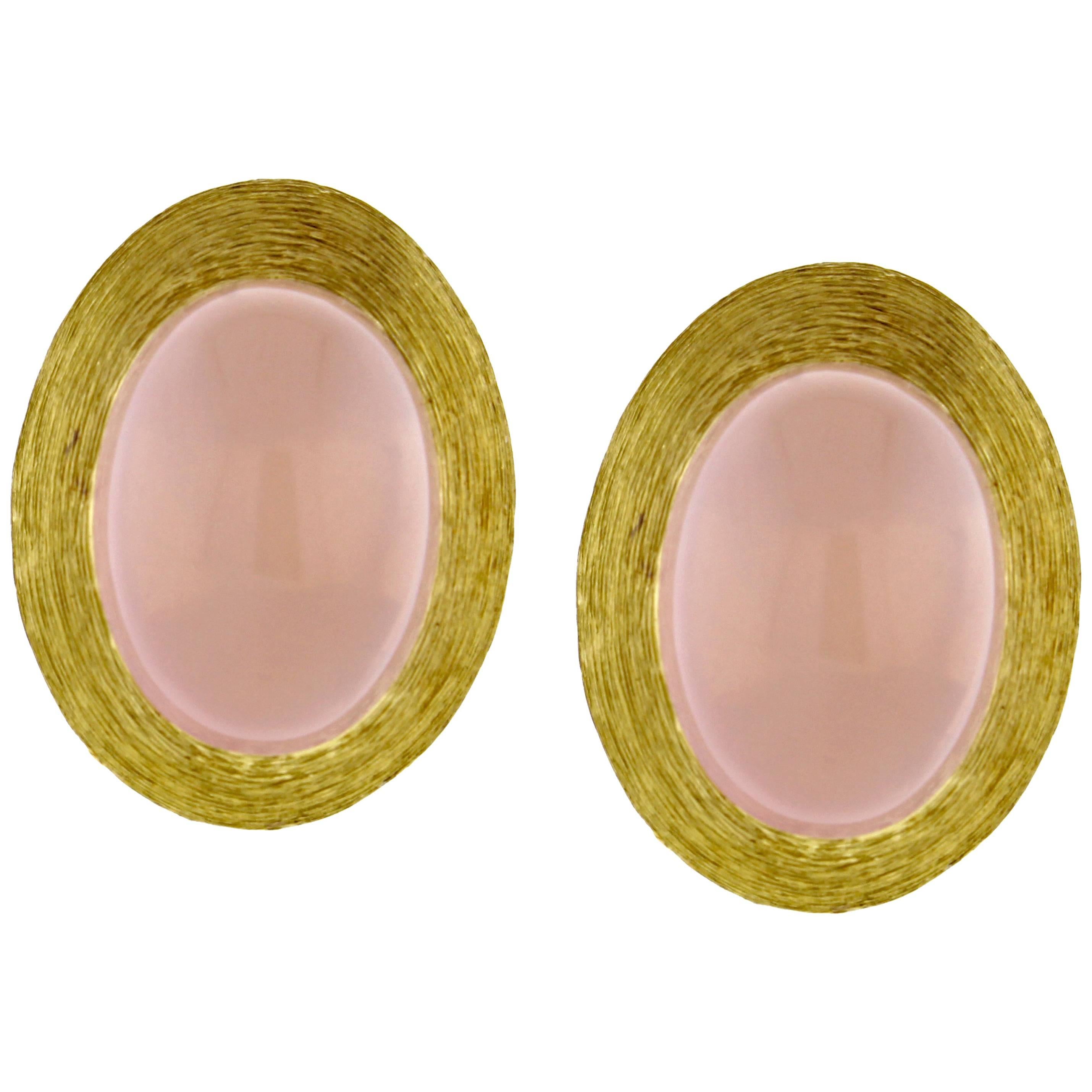 Henry Dunay Rose Quartz Saba Earrings For Sale