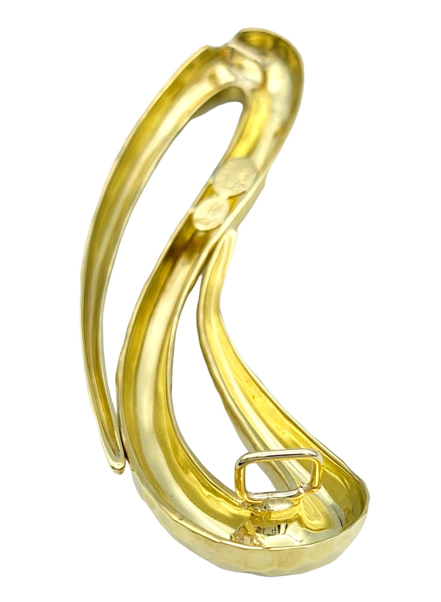 Women's Henry Dunay Loop Design Hammered Finish Slider Pendant in 18 Karat Yellow Gold For Sale