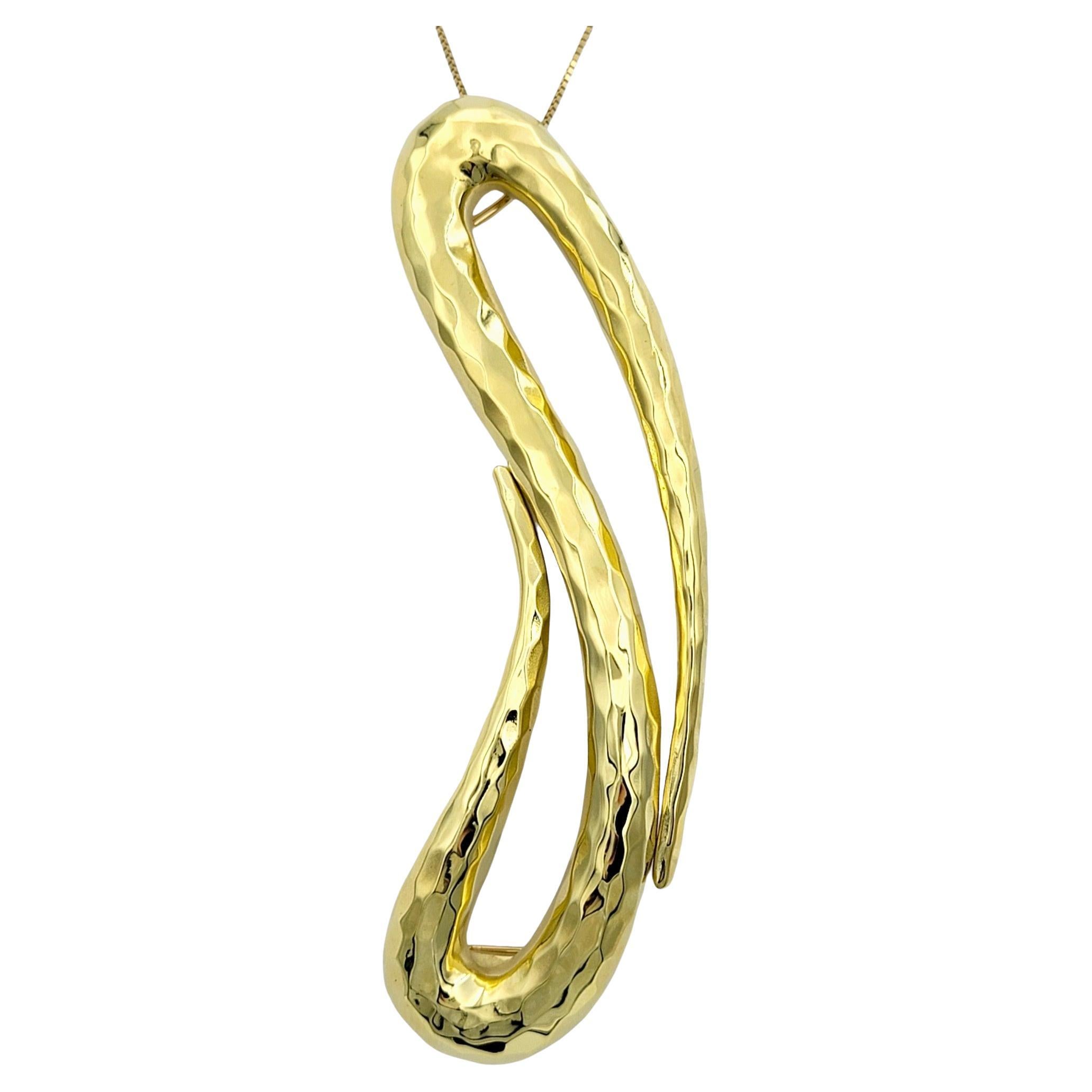 Henry Dunay Loop Design Hammered Finish Slider Pendant in 18 Karat Yellow Gold For Sale