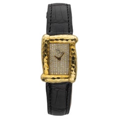 Henry Dunay Sabi 18K YG Pave Diamond Dial Quartz 21mm