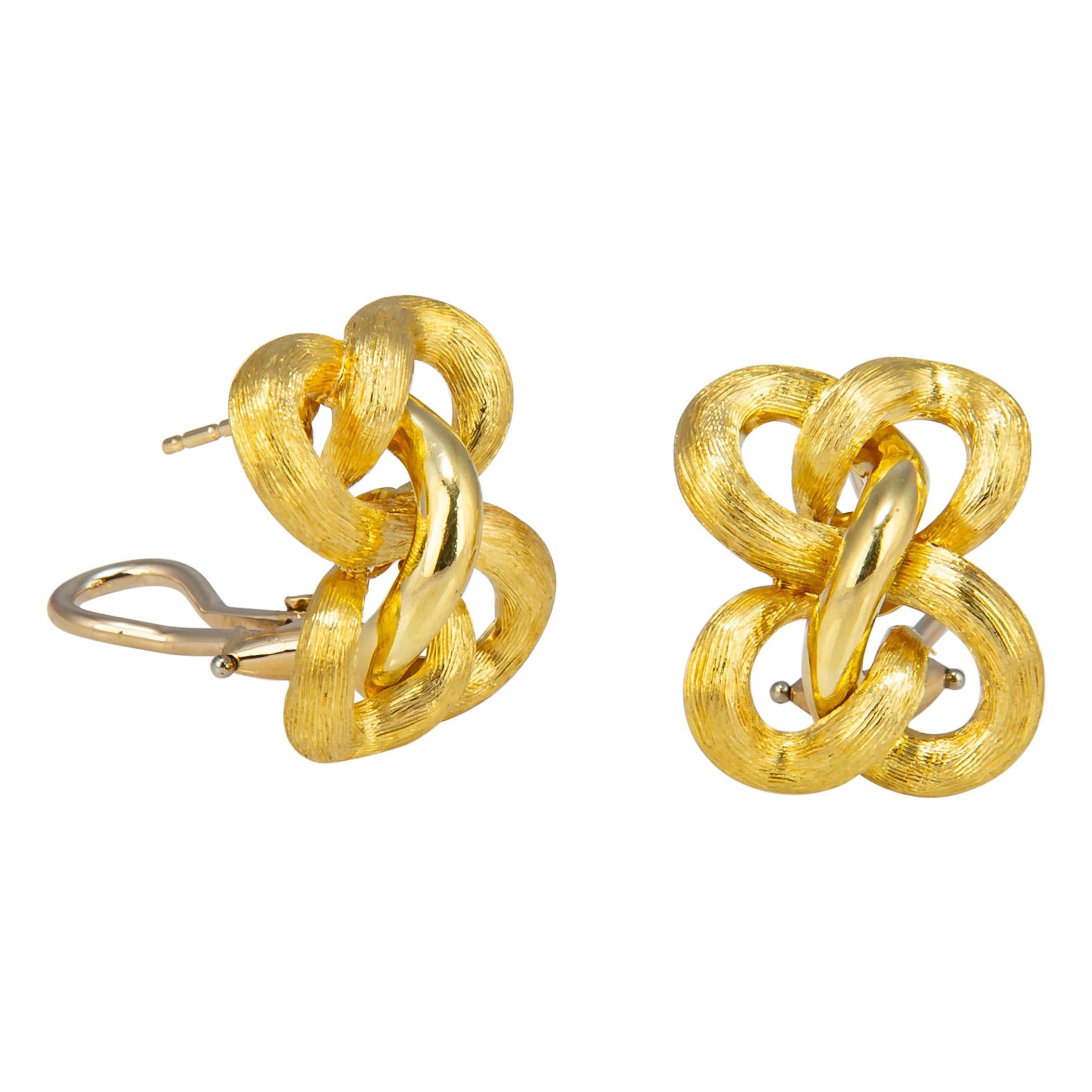Henry Dunay Sabi and Shiny Open Knot Motif Earrings For Sale