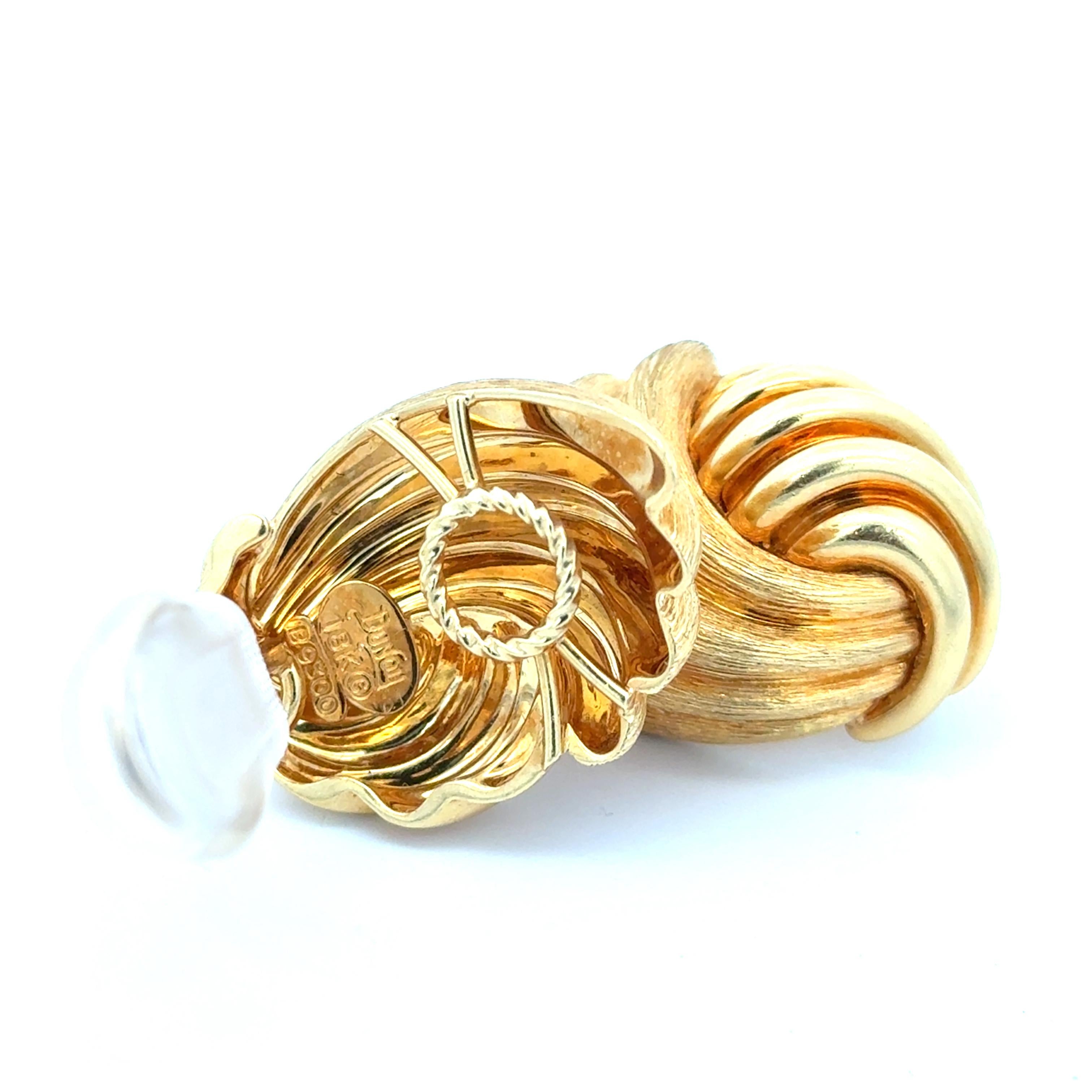 Henry Dunay Sabi Clip-On Earrings in 18K Yellow Gold. The earrings measure approximately 1