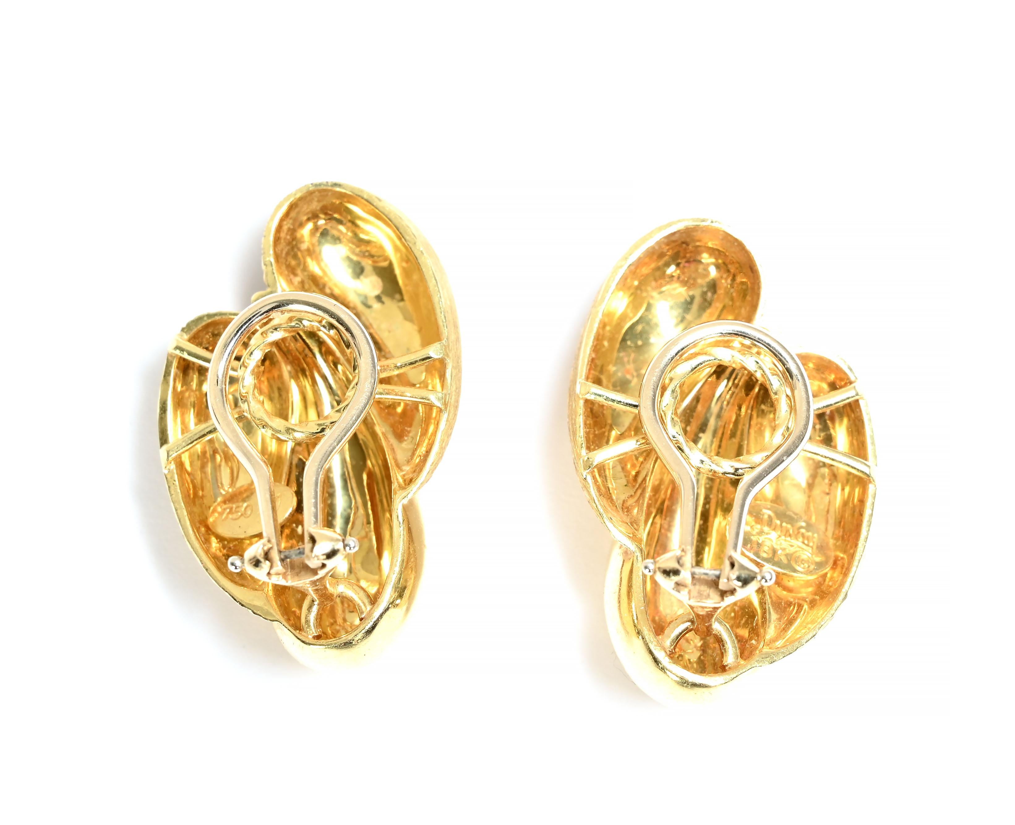 Henry Dunay Sabi Finish and Gloss Earrings In Excellent Condition For Sale In Darnestown, MD