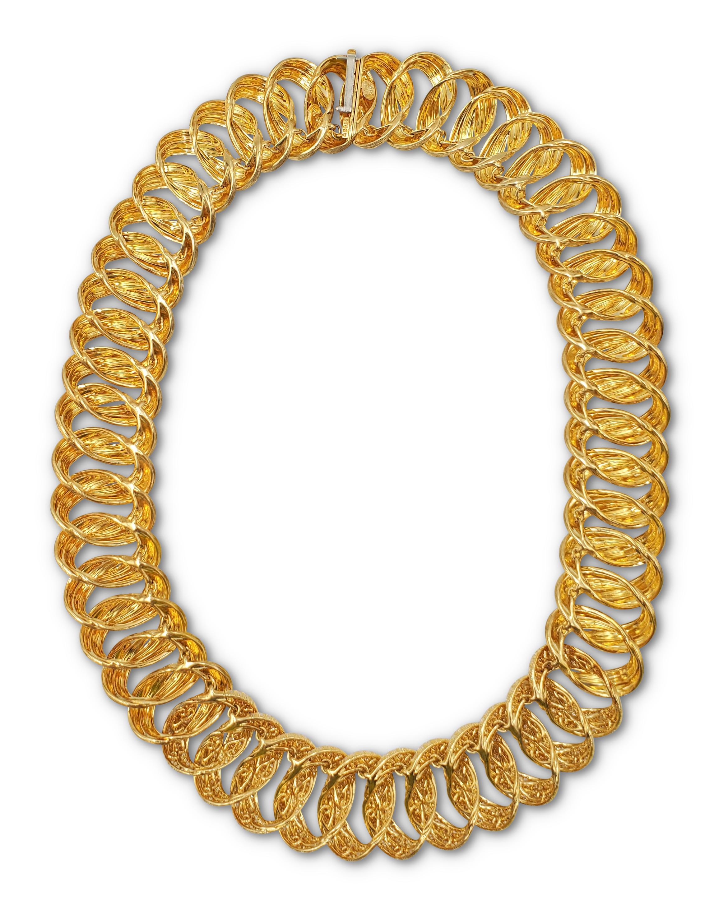 Round Cut Henry Dunay 'Sabi' Gold and Diamond Pave Necklace