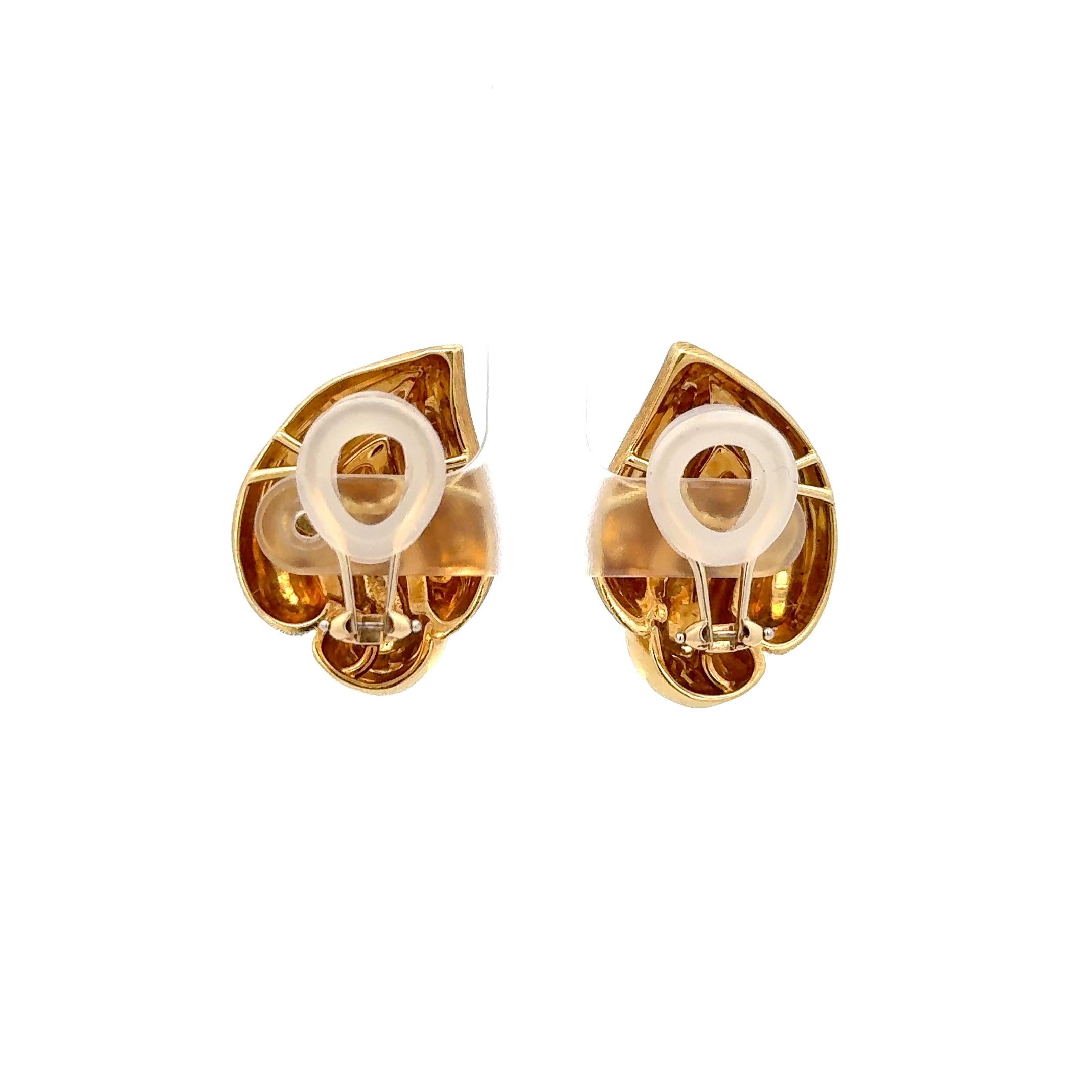 Women's Henry Dunay Sabi Gold Flame Earrings 18K Yellow Gold For Sale