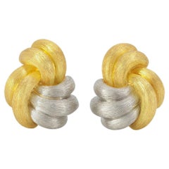 Henry Dunay Sabi Platinum and 18K Gold Earrings