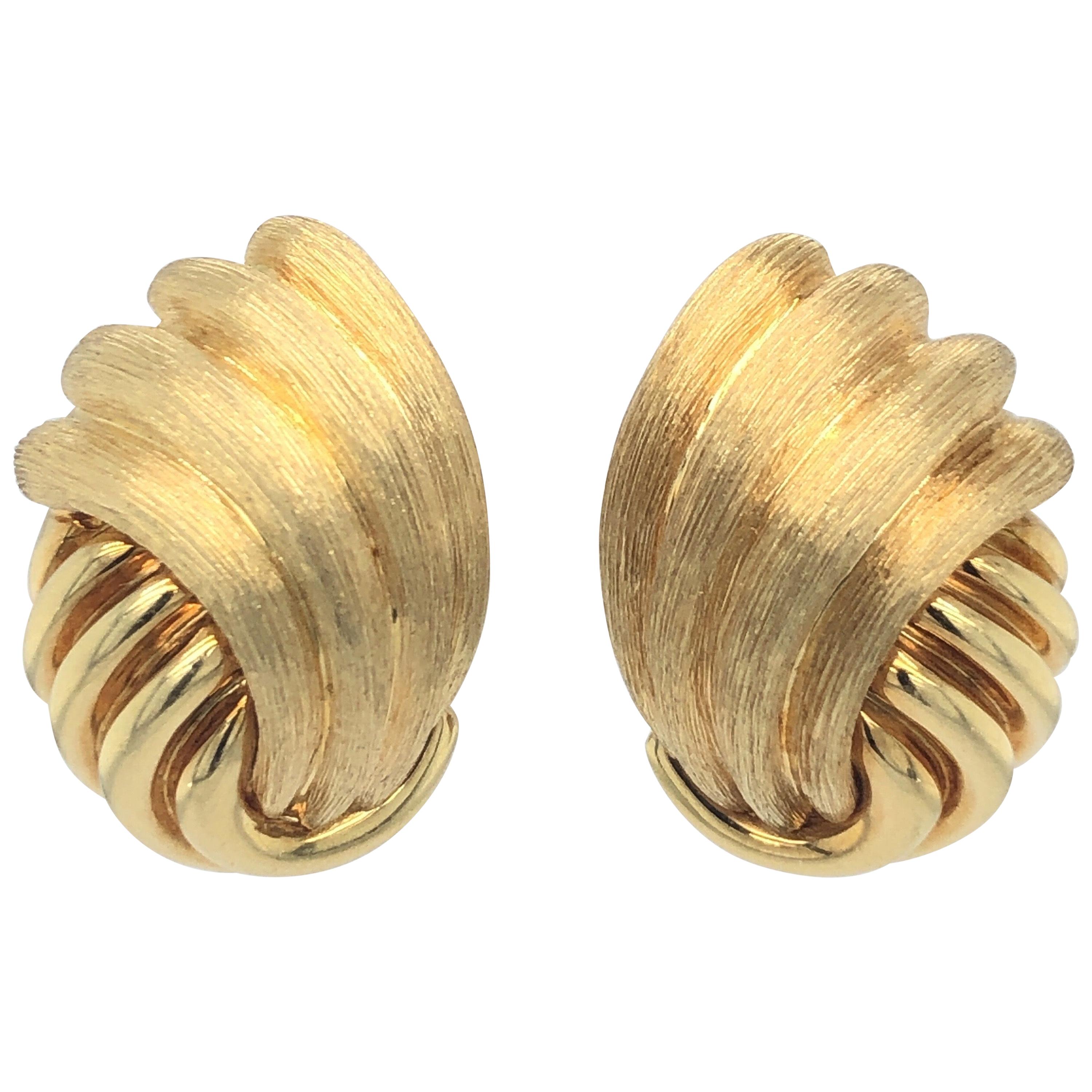 Henry Dunay Sabi Yellow Gold Clip-On Earrings