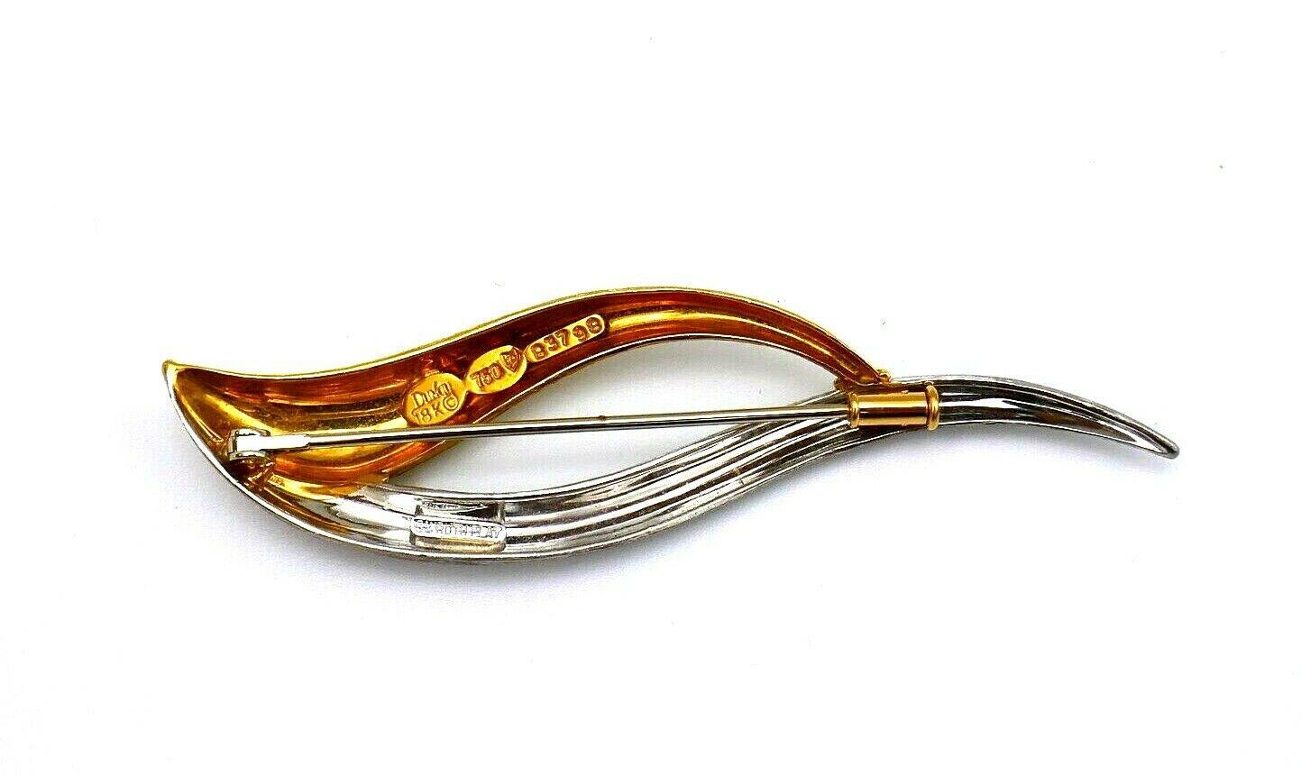 Henry Dunay Sabi Gelbgold Platin Ohrringe Brosche Set 6