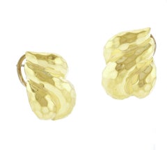 Henry Dunay Signature Hammered Gold Earrings