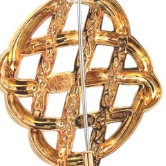 Henry Dunay Solid 18k Gold 5ctw Diamond Weave Brushed Finish Sabi Pin Brooch