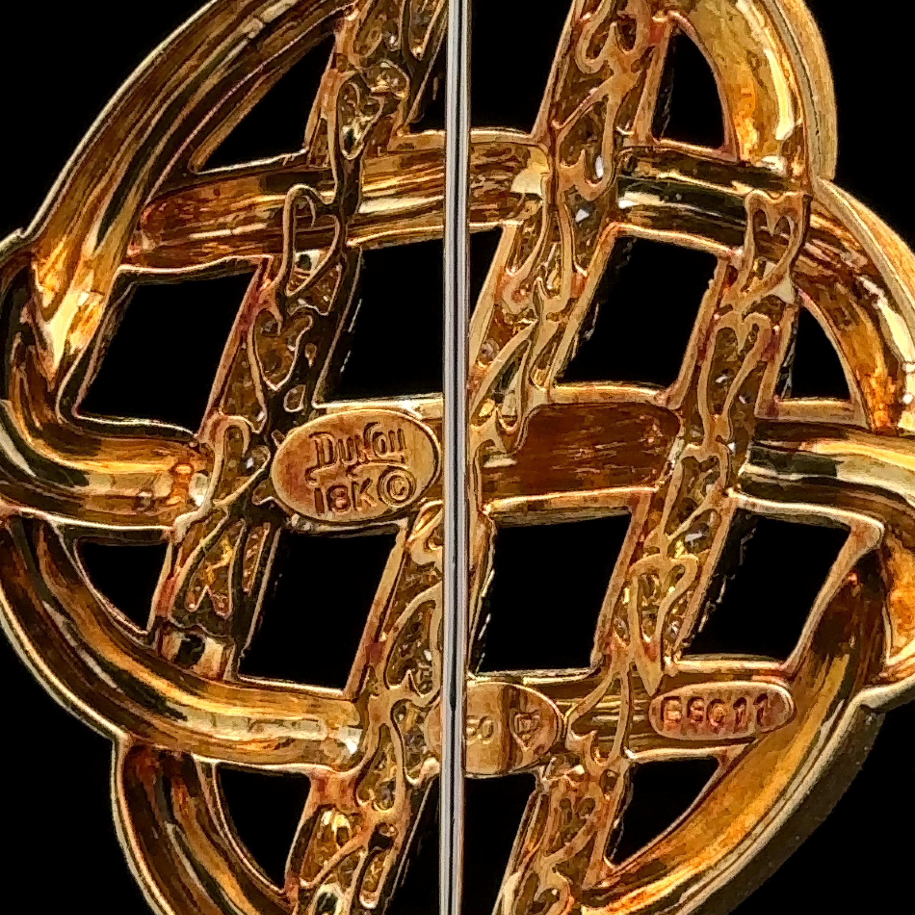 Taille ronde Henry Dunay Broche Sabi en or massif 18 carats, tissée avec diamants 5 carats, finition brossée en vente