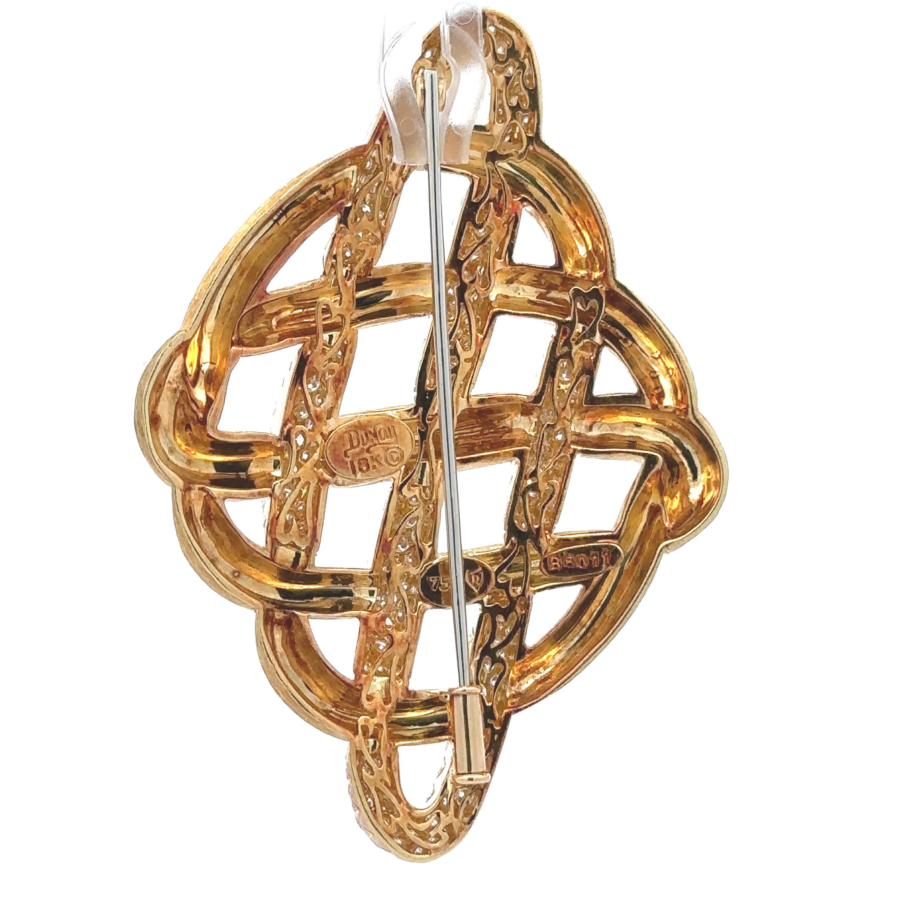 Henry Dunay Broche Sabi en or massif 18 carats, tissée avec diamants 5 carats, finition brossée en vente 2