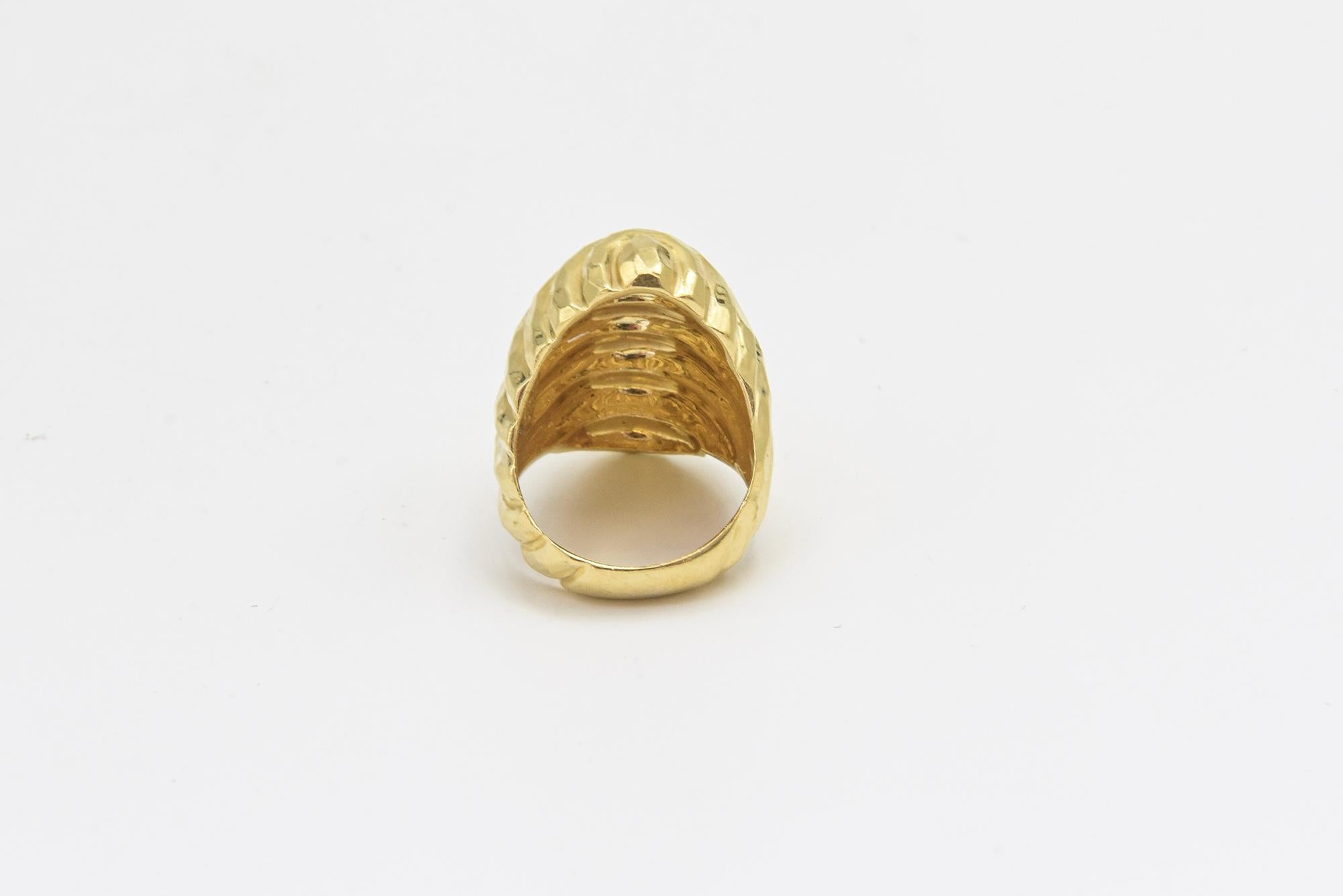 Henry Dunay Stylized Hammered Yellow Gold Ring For Sale 6