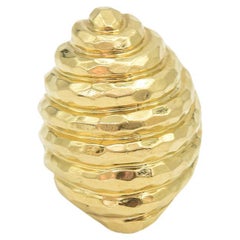 Henry Dunay Stylized Hammered Yellow Gold Ring