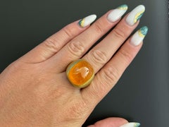 Henry Dunay Sugerloaf Citrine Mens Ring in 18k Yellow Gold