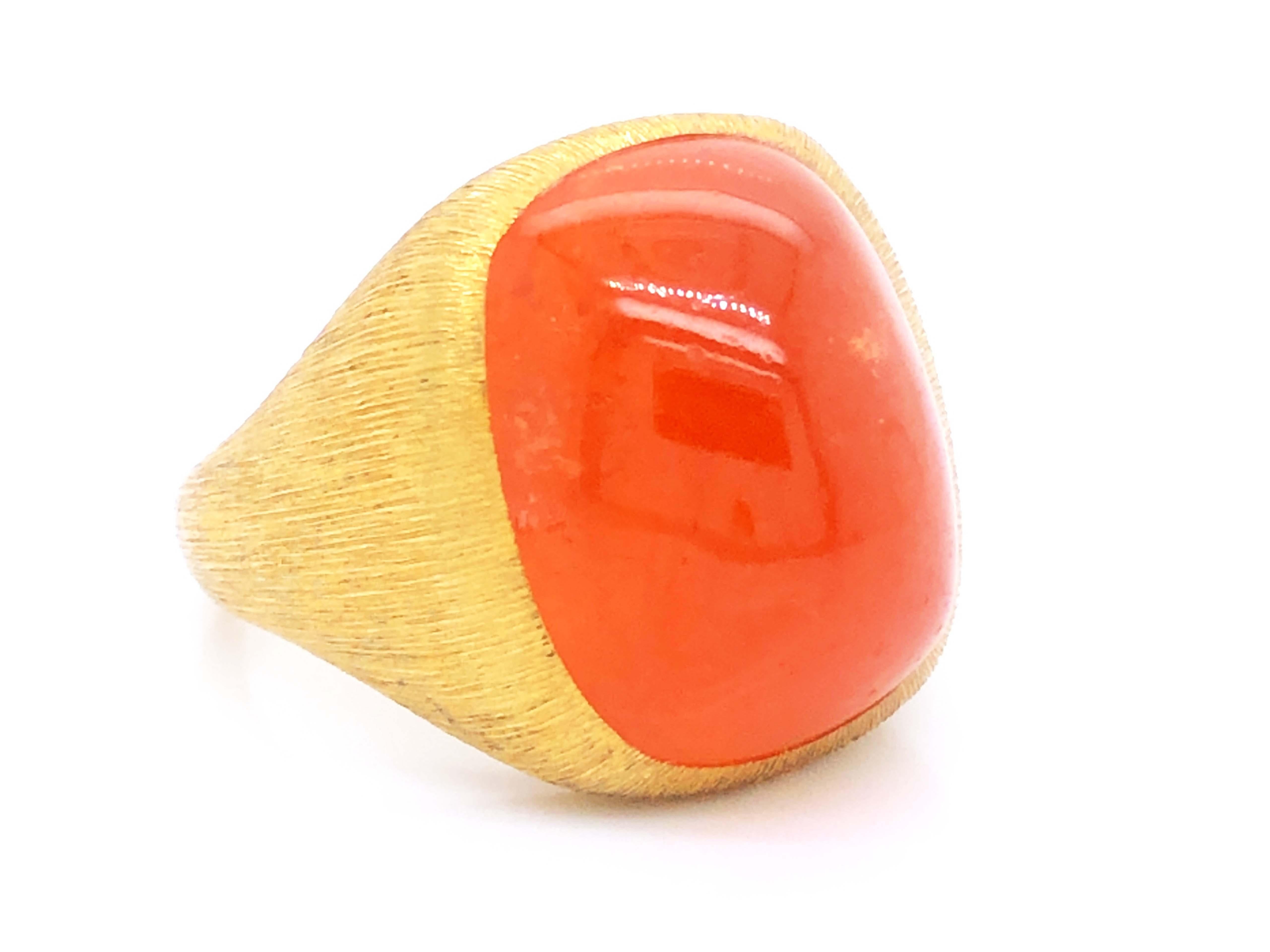 Modern Henry Dunay Sugerloaf Citrine Mens Ring in 18k Yellow Gold