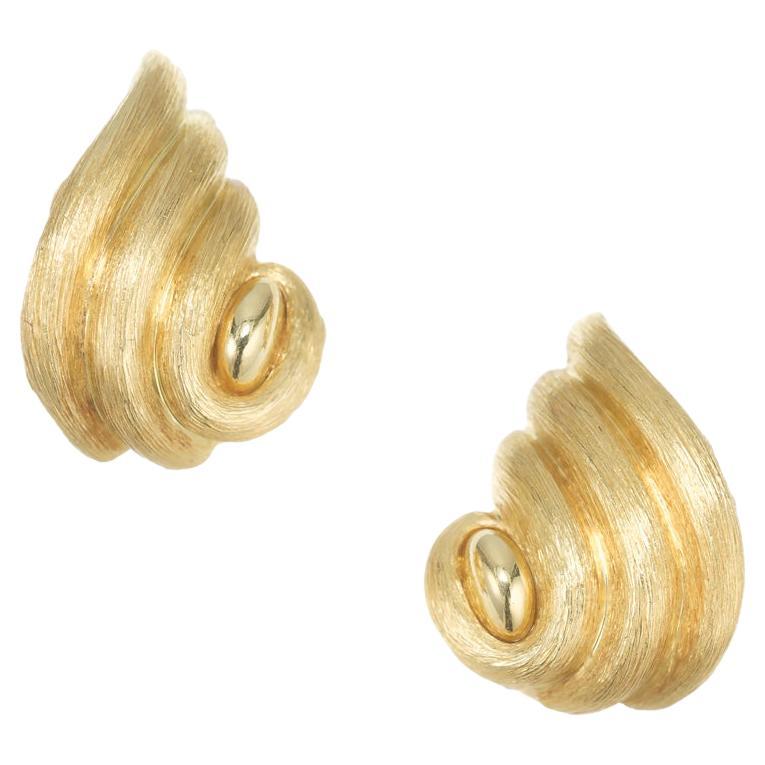 Henry Dunay Textured Clip Post 18k Yellow Gold Earrings