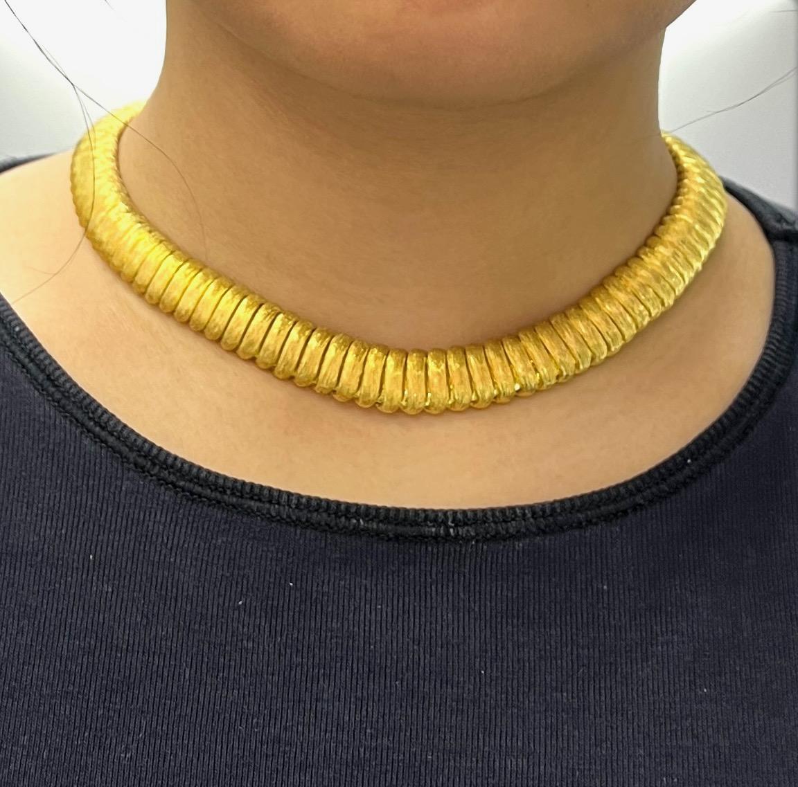 Women's Henru Dunay Signature Brushed Finish Gold Necklace For Sale