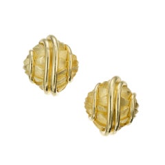 Henry Dunay Textured Gold Domed Clip Post Earrings